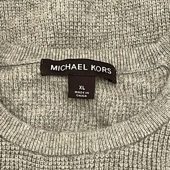 Michael Kors Grey Waffle Knit Sweater XL Cotton Wool Blend GUC Classic Designer - Picture 3 of 5